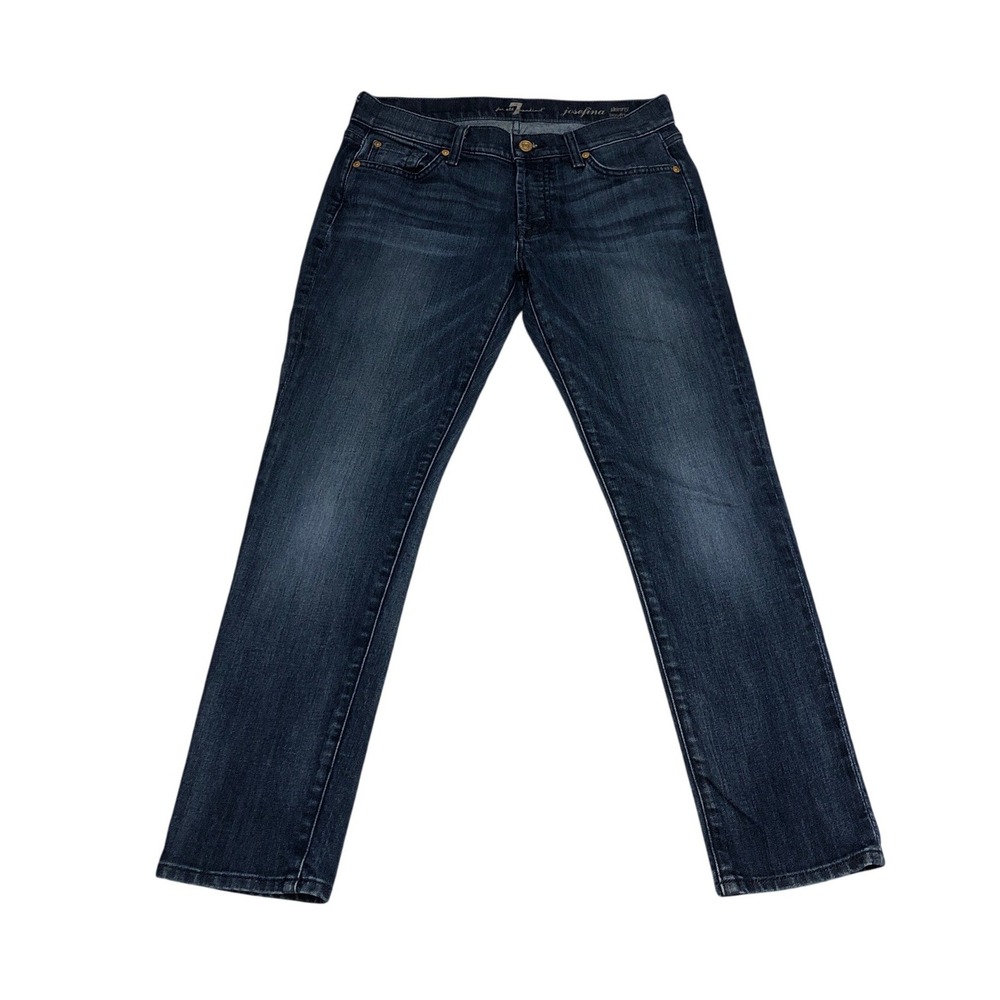 7 For All Mankind Josefina Skinny Boyfriend Jeans Womens 26 Button Fly Inseam 26